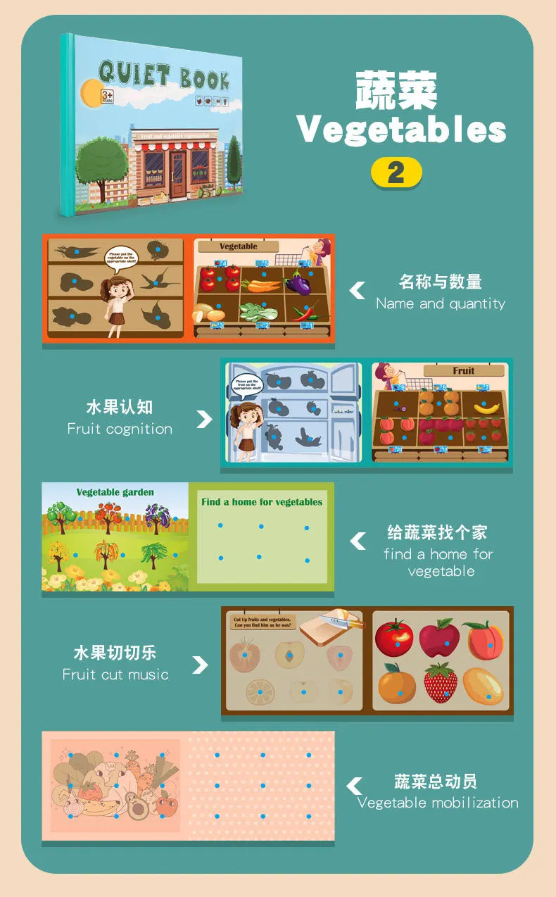 Montessori  Busy Book My First Quiet Book Paste Learning Educational Toys Books  Matching Game Toys for 1 to 3 Y