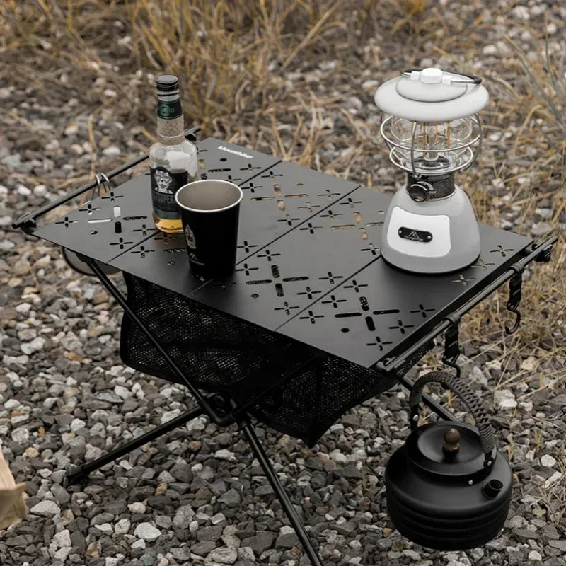 Outdoor Camping Folding Table Aluminum Alloy Table Ultralight Hiking Riding with Net Pocket Tactical Table