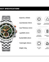 Watch for Men Stainless Steel Strap Chronograph Clock Male Sport Casual Waterproof Quartz Wristwatch