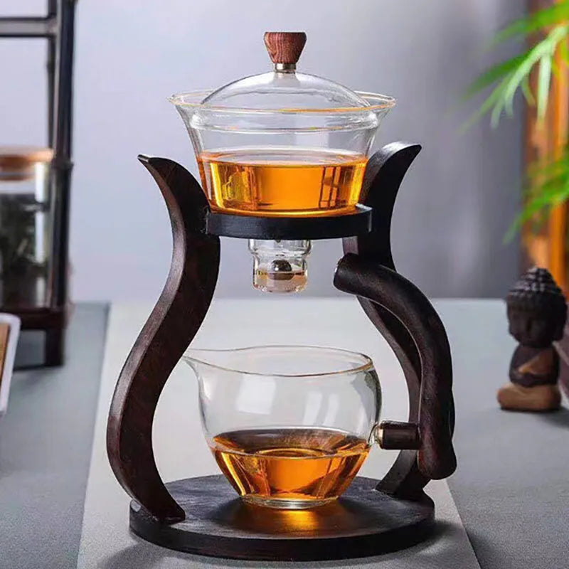 Heat-Resistant Glass Tea Set Magnetic Water Diversion Rotating Cover Bowl Automatic Tea Maker Lazy Kungfu Teapot Drinking