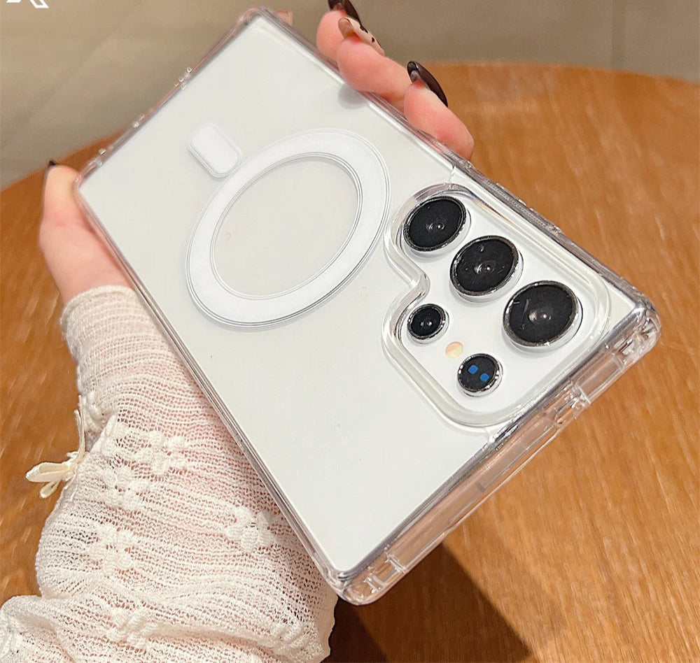 Transparent Magnetic For Magsafe Case For Samsung S25 Ultra S24 Plus S23 S22 5G Shockproof Cover