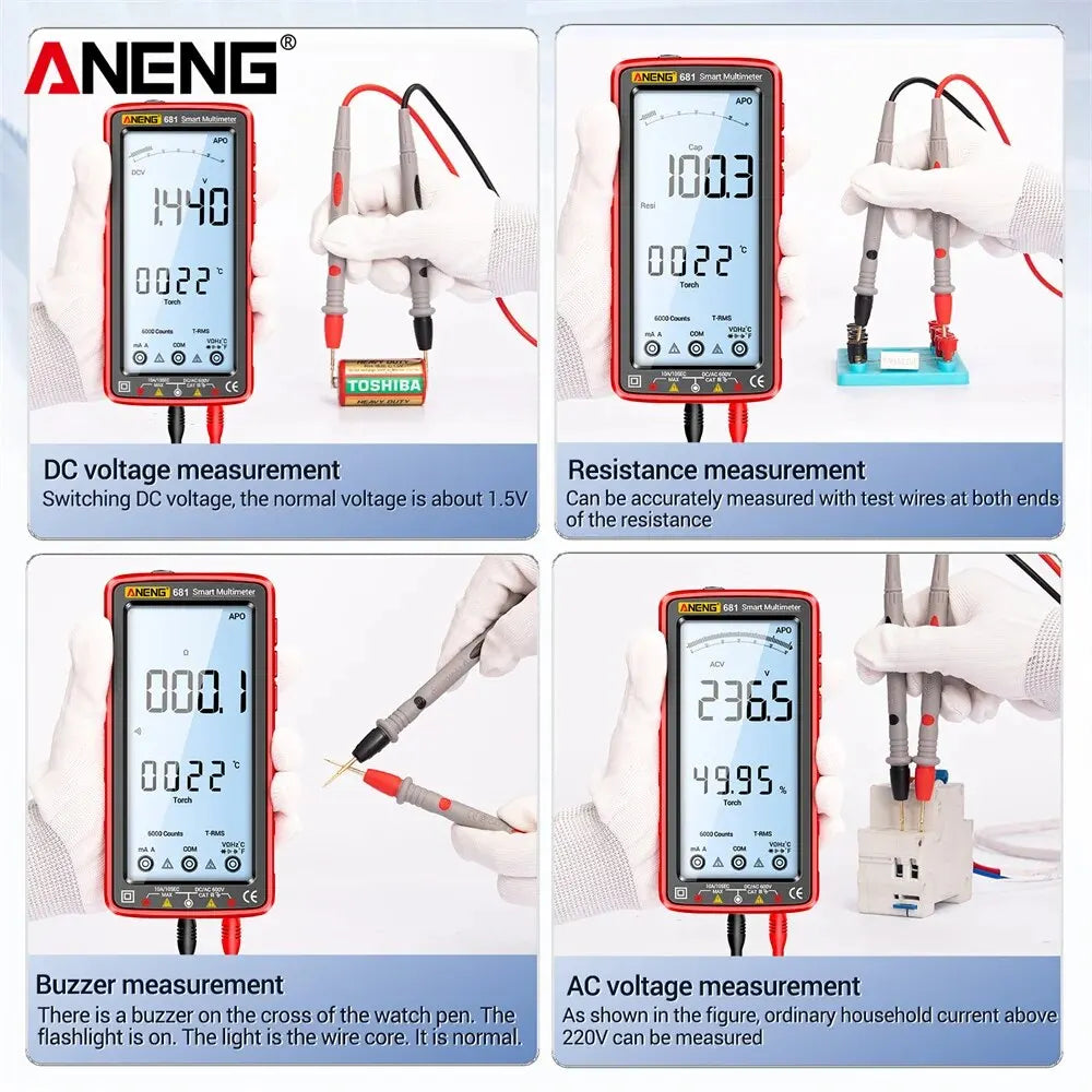 Rechargeable Digital Professional Multimeter Non-contact Voltage Tester AC/DC Voltage Meter LCD Screen Current Tester