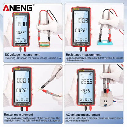 Rechargeable Digital Professional Multimeter Non-contact Voltage Tester AC/DC Voltage Meter LCD Screen Current Tester