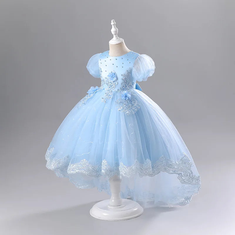 Princess Dress for Girls Elegant Long Tulle Gown  Flower Girl Wedding Dress, Birthday Party Gown, Pageant Costume