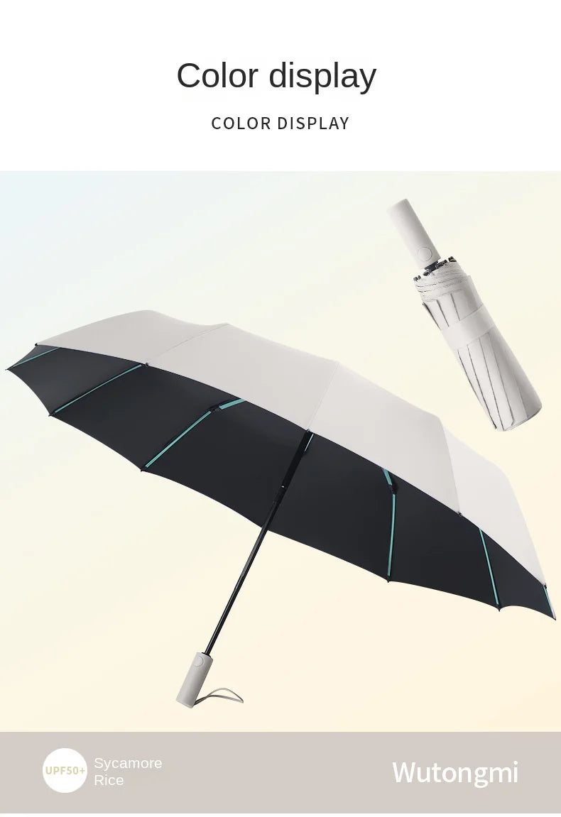 60 Rib Reinforced Large Folding Umbrella Thick Fabric Windproof Sun Rain Protection Travel Business Umbrella
