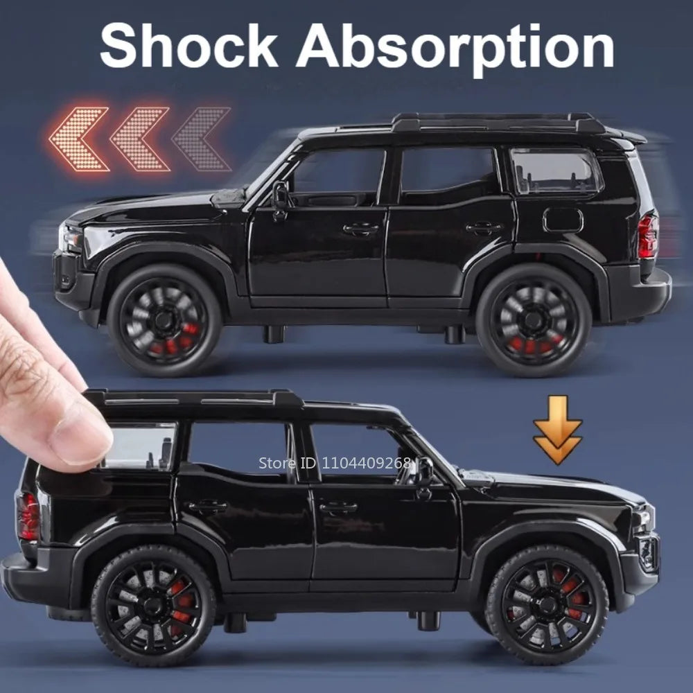 Scale 1:32 Prado Alphard Toy Car Model Alloy Diecast Doors Opened Light Sound Off-road Miniature SUV Hobby Ornaments Gifts