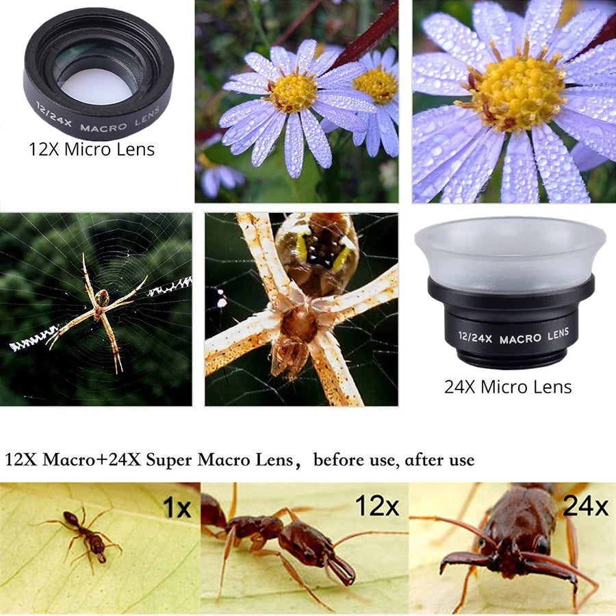 12X 24X Super Macro Smartphone Lens with Universal Clip