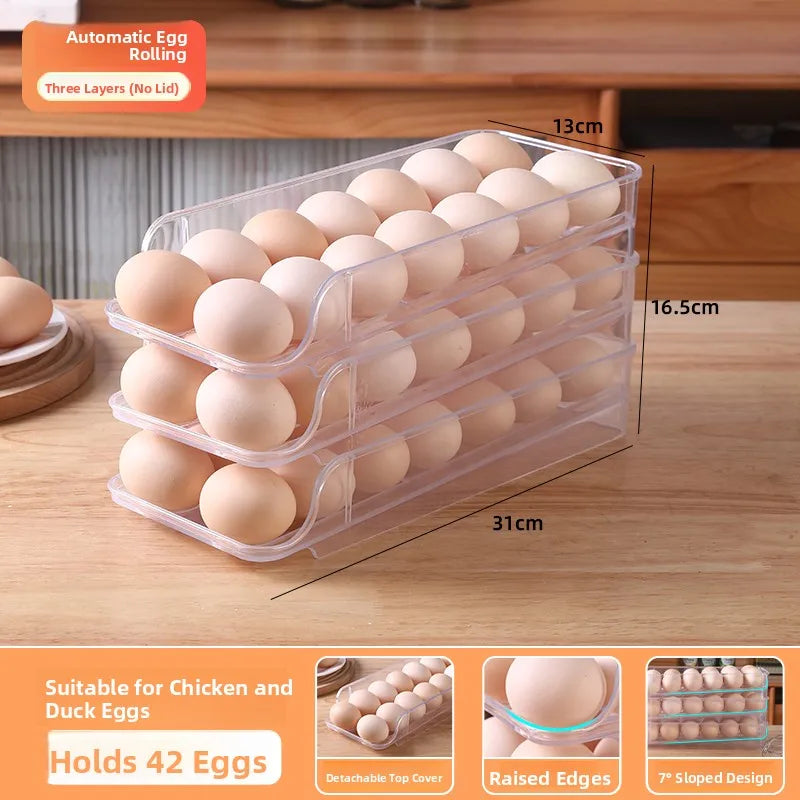Portable Rolling Egg Storage Box – Kitchen Refrigerator Egg Holder Organizer Food Storage Container