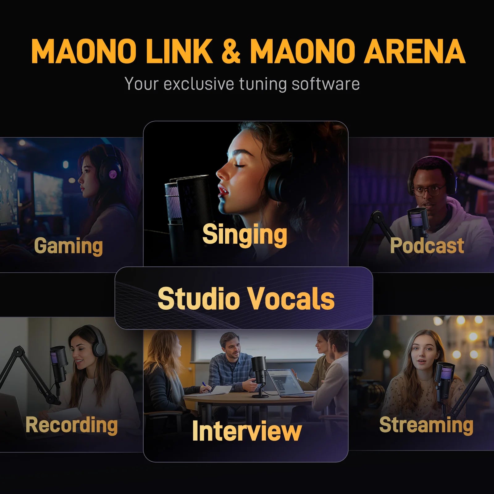 DM50 USB Microphone for Gaming Streaming Podcast Professional Studio Recording Condenser Mic with 3 PolarPatterns Software