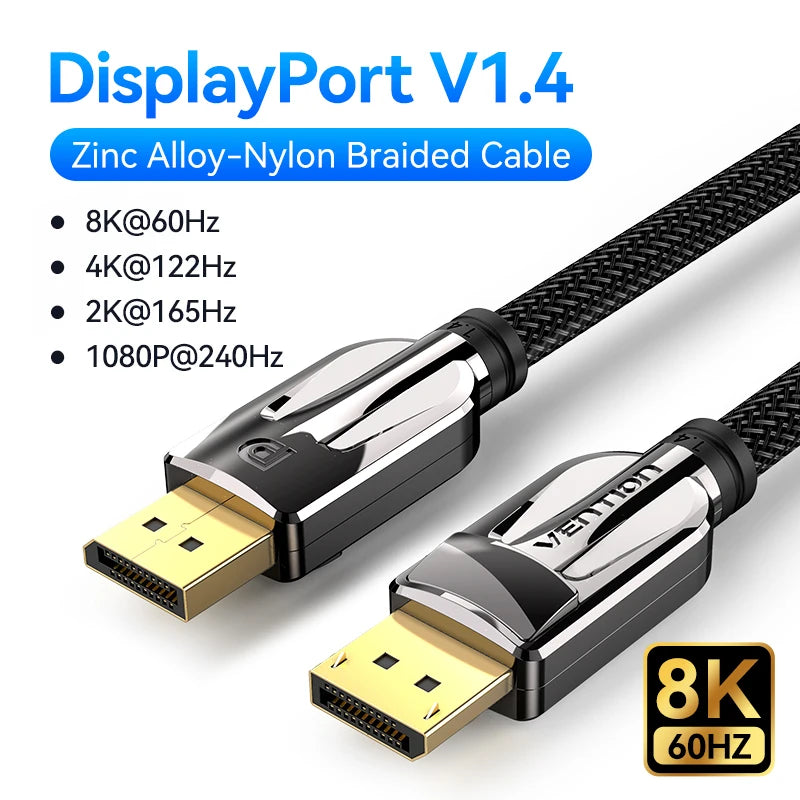 DisplayPort 1.4 Cable 8K 60Hz 4K HDR 165Hz Display Port Audio Cable for Video PC Laptop TV Display Port 1.4 DP Cable 1.2