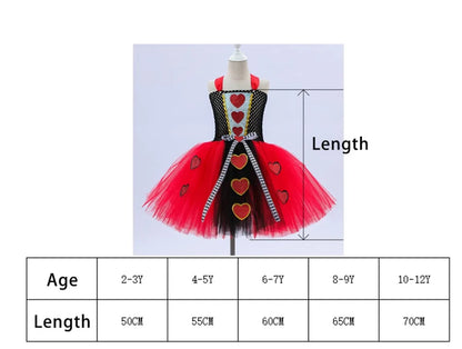 Girls Wonderland Fairy Tale Fancy Dress Sparkly Kids Evil Red Queen Children Dress Halloween Cosplay Costumes Villain Clothes