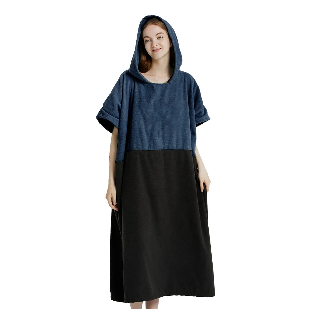 Quick Dry Microfiber Surf Poncho Towel with Hood for Adults