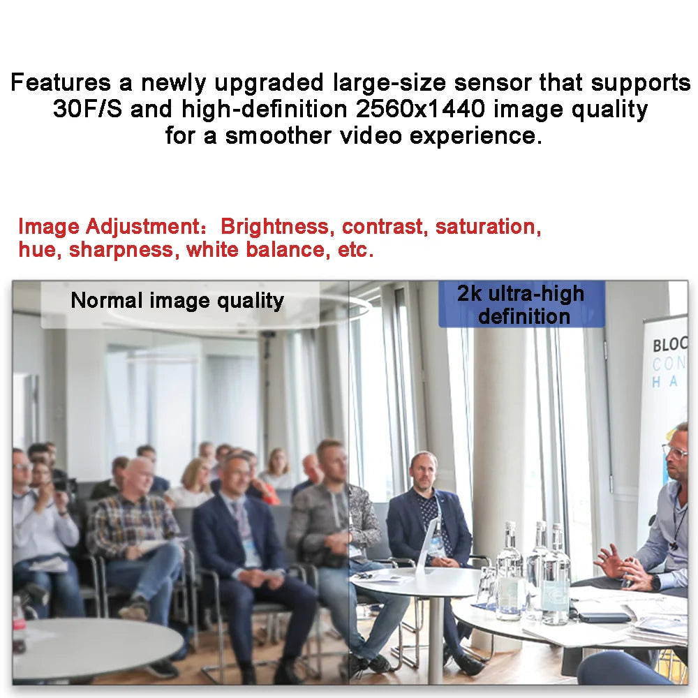 Webcam 2K UHD Web Cam for Pc USB Camera Built Microphone 2MP Fixed-focus for Laptop Live Streaming Online Teaching Computer