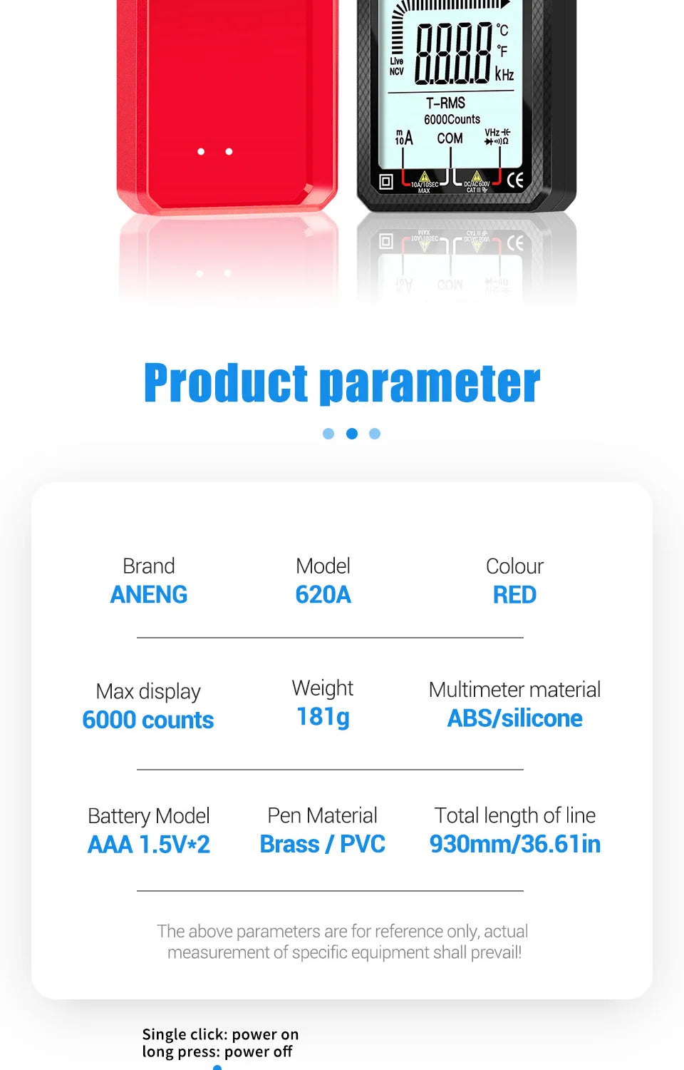 6000 Counts Digital Smart Multimeter Transistor Testers True RMS Auto Electrical Capacitance Meter Temp Resistance