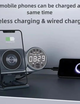 Multifunctional wireless charging Bluetooth clock speaker bedside creative ornament RGB dazzling magnetic subwoofer audio