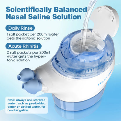 Electric Nasal Irrigation System with 50 SaltPods Suction Irrigator Nose Washer Sinus Rinse All-Round Deep Cleaner Machine