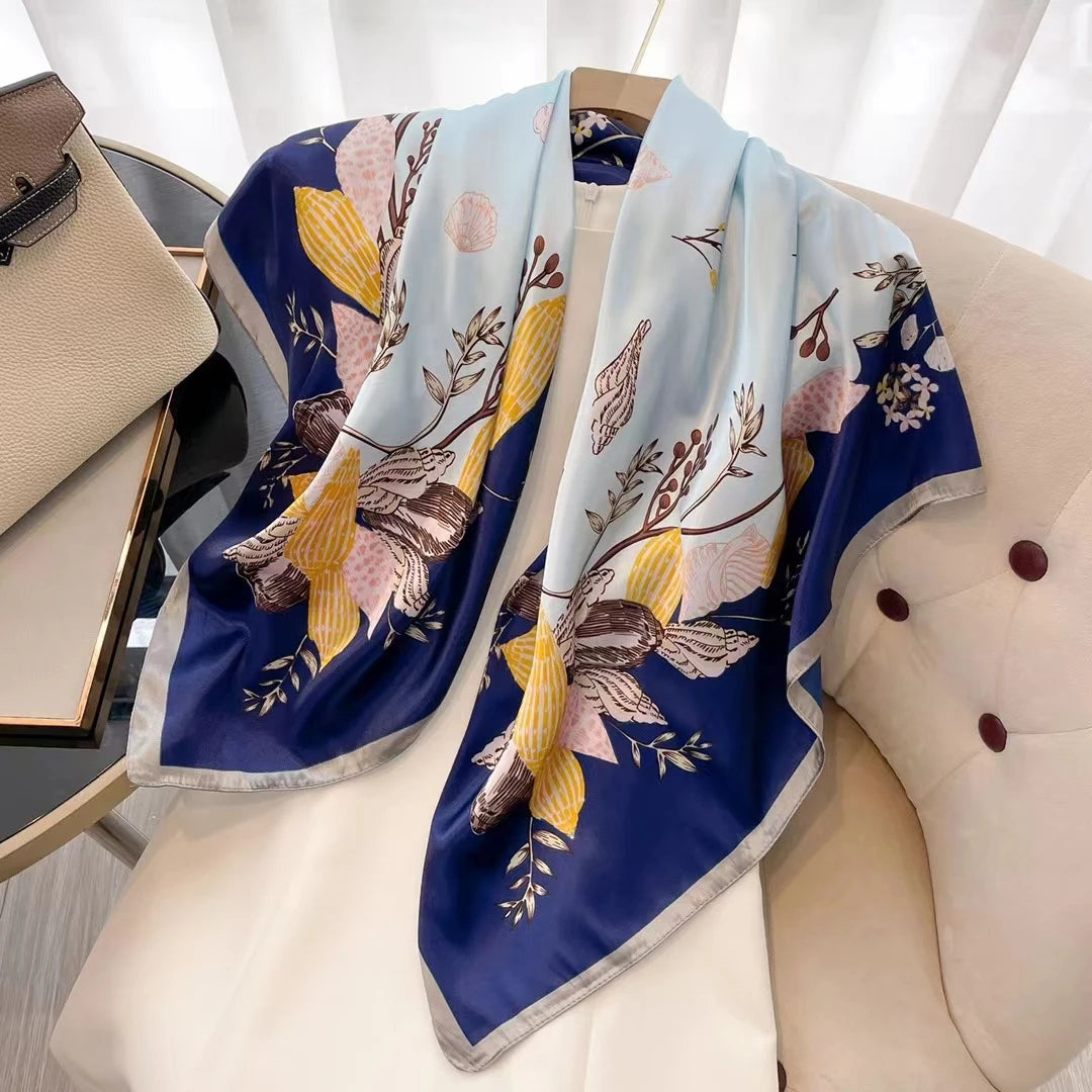 Square Women Scarves Silk Office Ladies Hair Neck Bandanna Headband Foulard Headcloth Muslim Headscarf Female muffler