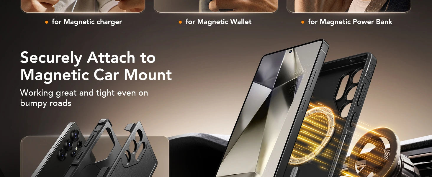 For Samsung Galaxy S25 Ultra Case with Strong  MagSafe Durable Shockproof Phone Case Includes Privacy Screen Protector