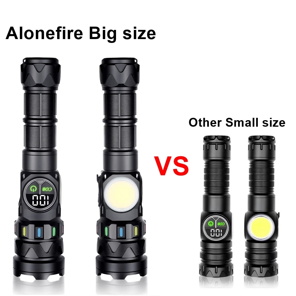 5000 Lumen Rechargeable LED Flashlight With COB Side Light