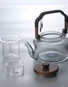 850ml Wooden Handle Glass Teapot with Infuser Household Heat-Resistant Brewing Tea Coffee Pot Kungfu Tea Set Teaware