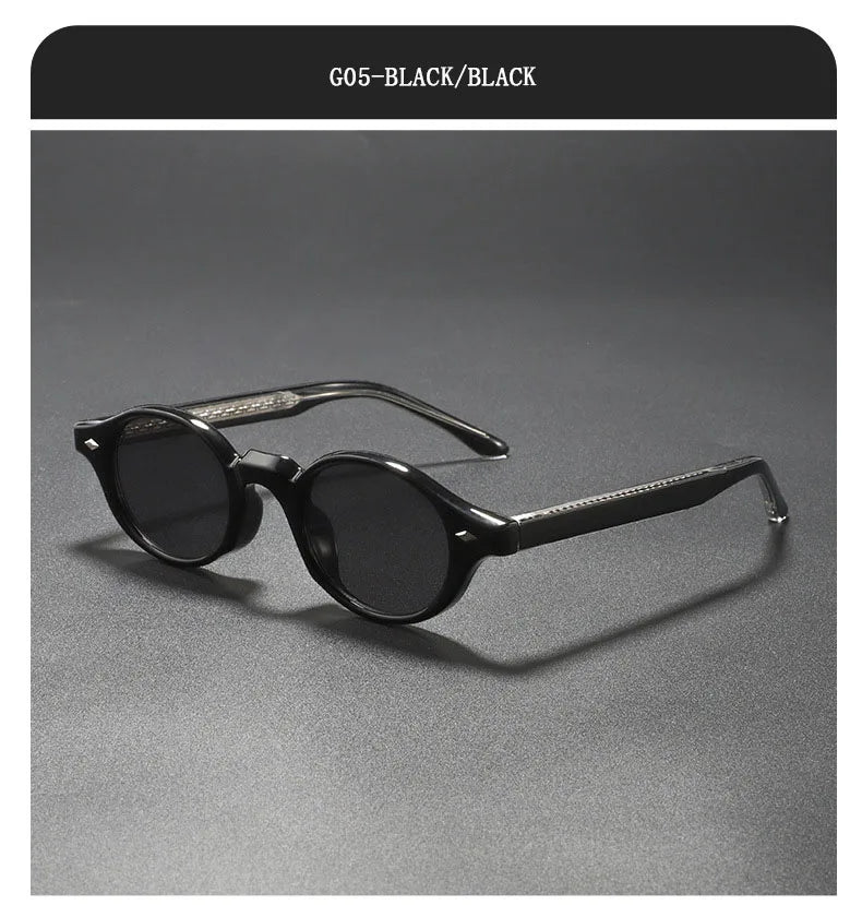 Vintage Oval Acetate Sunglasses With UV400 Protection