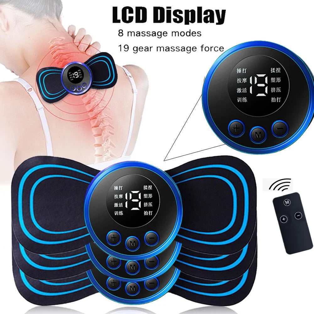 Upgraded Mini Electric Pulse Neck Massager 8 Modes 19 Gears Back Shoulder Muscle Pain Relief Tool Body Massage Relax Fitness Ins