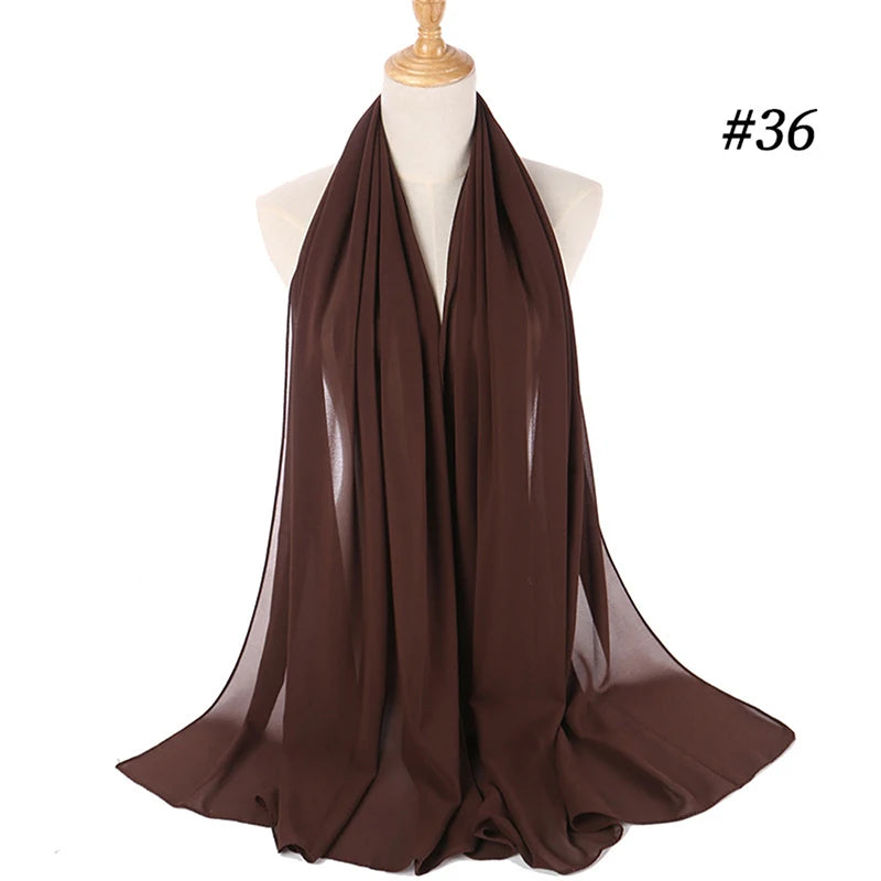 Muslim Chiffon Hijab Women Bubble Chiffon Scarf For Women Ladies Veil Muslim Islam Solid Color Malaysia Wrap Scarves
