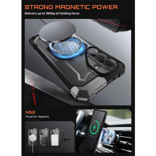 Rugged Magnetic Phone Case with Adjustable Aluminium Kickstand for Samsung Galaxy S26