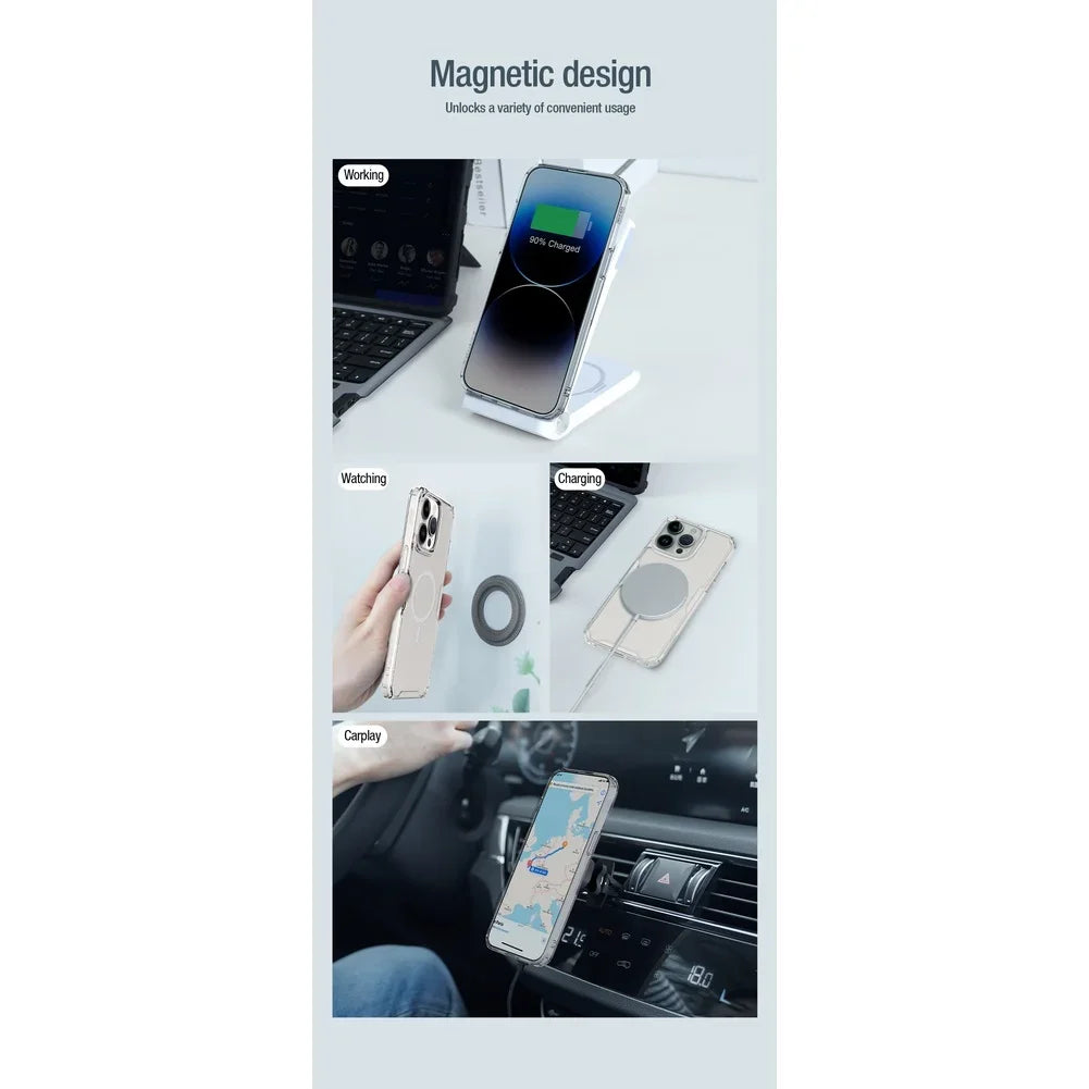 Nature Pro Case For iPhone 15 Pro Case Magnetic Ultra Thin Luxury Soft TPU Transparent Airbag Shockproof Back Cover