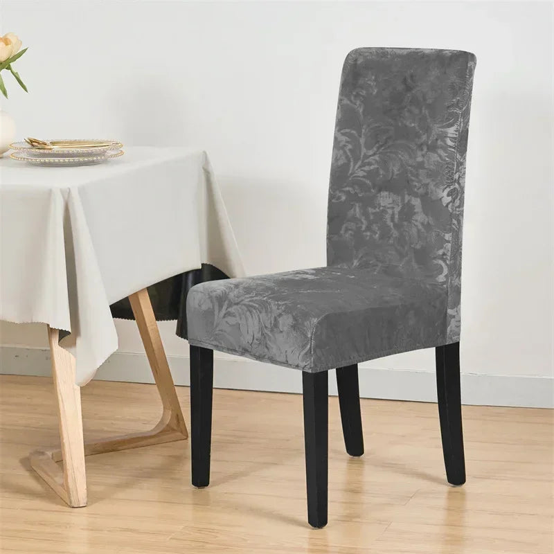 1PC Stretch Dining Chair Cover Jacquard Solid Color Chairs Slipcovers Elastic Soft Seat Covers for Banquet Wedding Hotel Decor