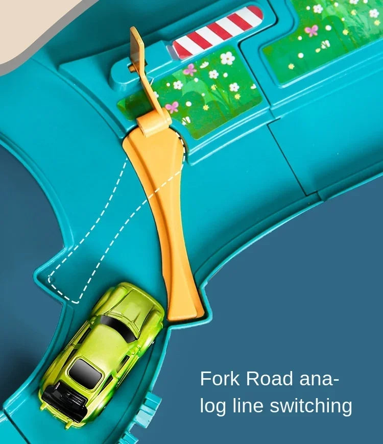 Electric Rail Car Dinosaur Building Parking Lot Adventure Racing Rail Car Toys  Brain Mechanical Interactive Rail Cars