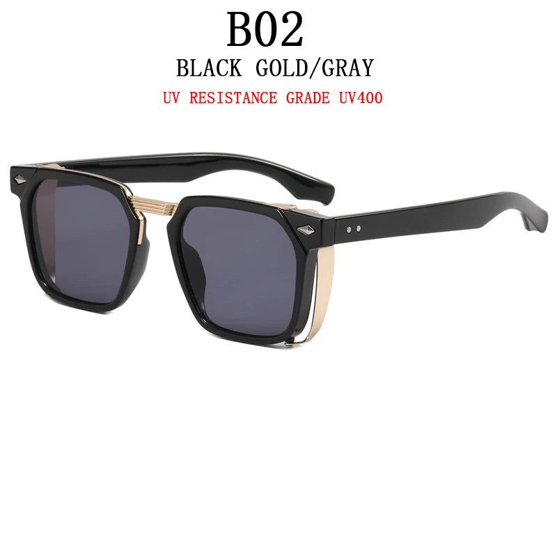 Vintage Square Punk Sunglasses With UV400 Protection