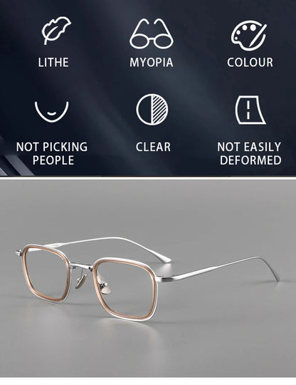 SANGCOO Fashion Square Luxury Acetate Pure Titanium Eyewear ReadingBusiness Retro Optical Prescription Eyeglasses Frame Men19052