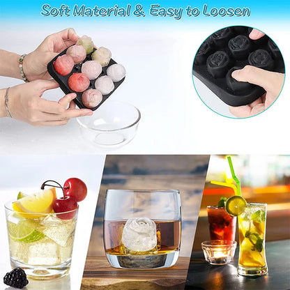 3D Rose Ice Molds 1.3 Inch, Small Ice Cube Trays, Make 9 Giant Cute Flower Shape Ice, Silicone Rubber Fun Big Ice Ball Maker