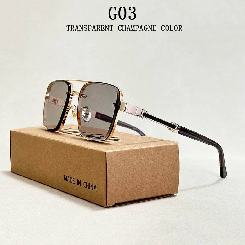 Square Alloy Frame Sunglasses With UV400 Protection
