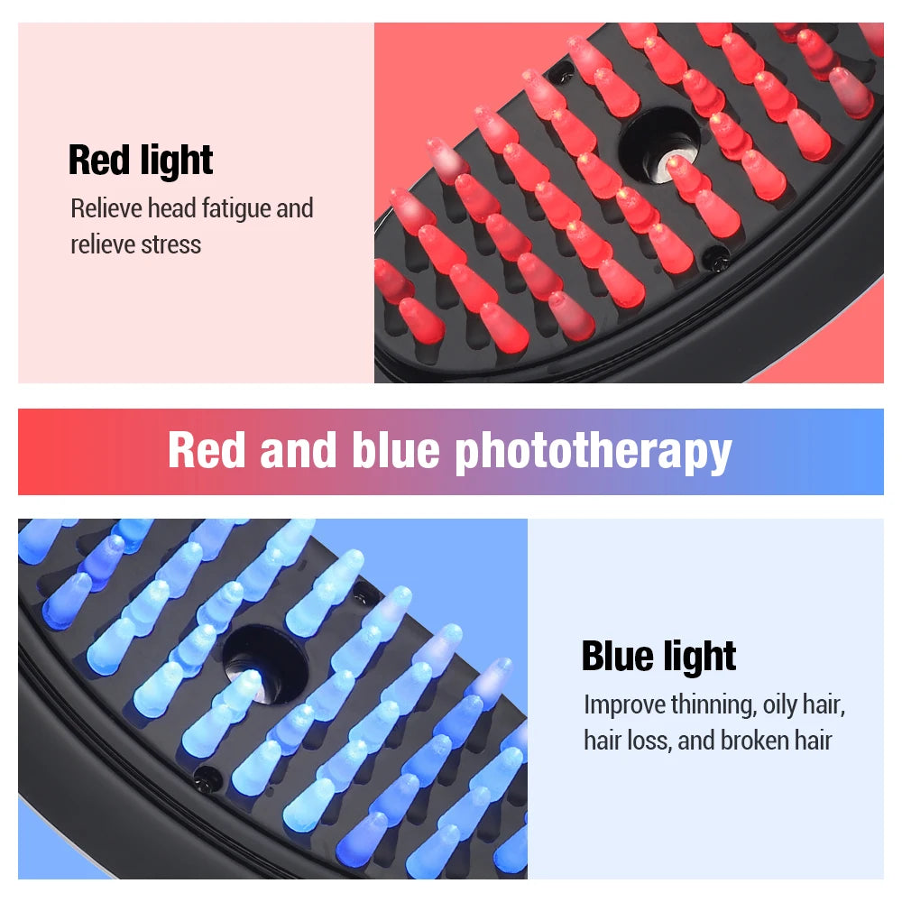 Electric Spray Massage Comb Micro Current Head Meridian Massager Red and Blue Light Nourishing Scalp