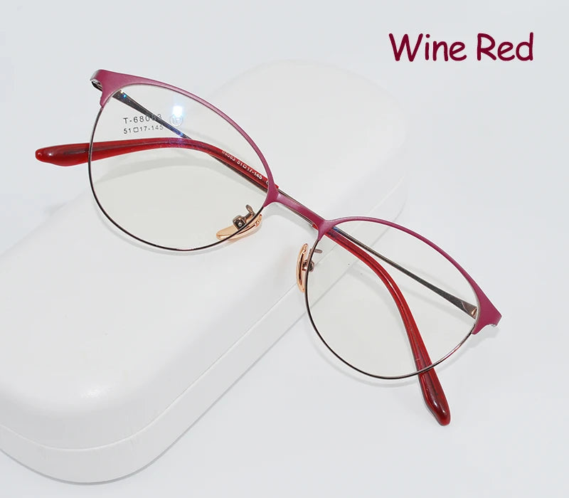 Retro Cat Eye Butterfly Eyewear Ultra Light Alloy Spectacle Optical Prescription Glasses Frames