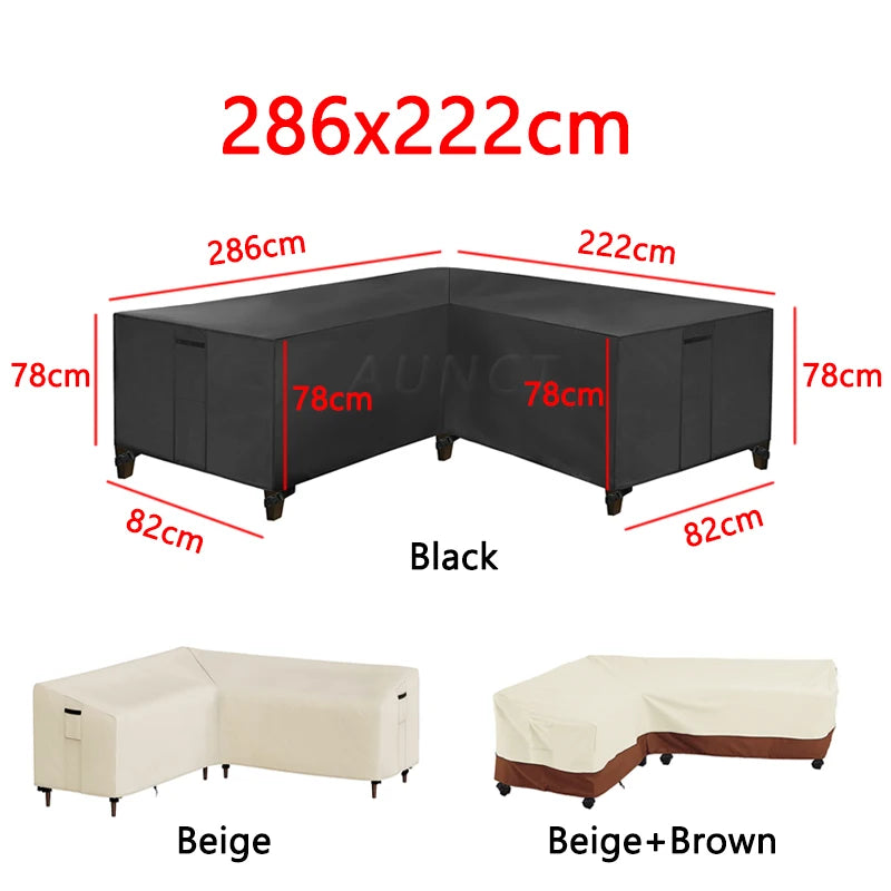 L Shape Corner Outdoor Sofa Cover Waterproof Rattan Corner Furniture Cover V Shape Sofa Table Chair Protective Dust Covers