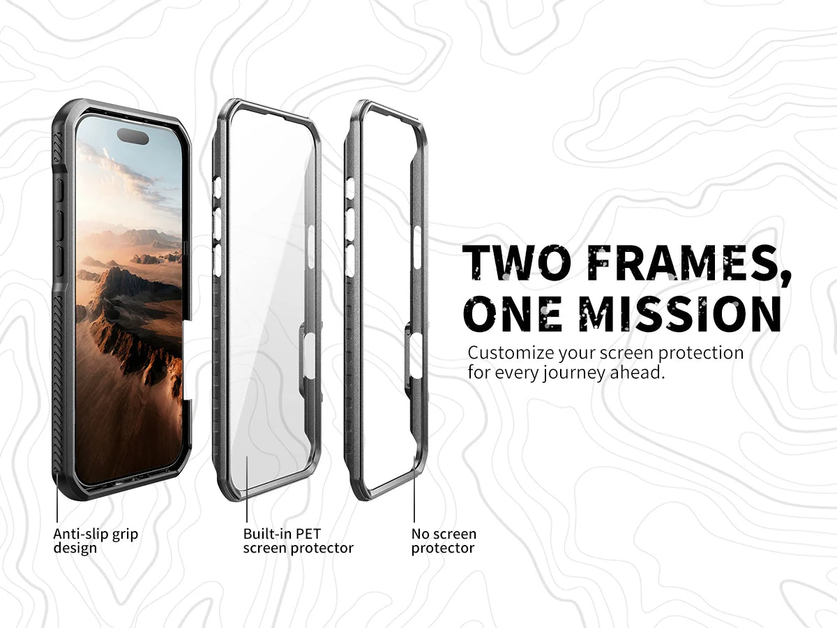 For iphone Air Case Rugged Armor Shockproof Case with Built-in Sliding Camera Cover and Built-in Screen Protector Kickstand