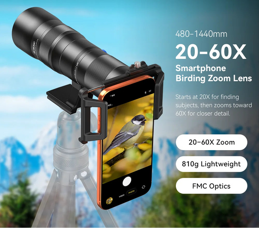20X to 60X HD Mobile Phone Telephoto Zoom Lens with Universal Clip
