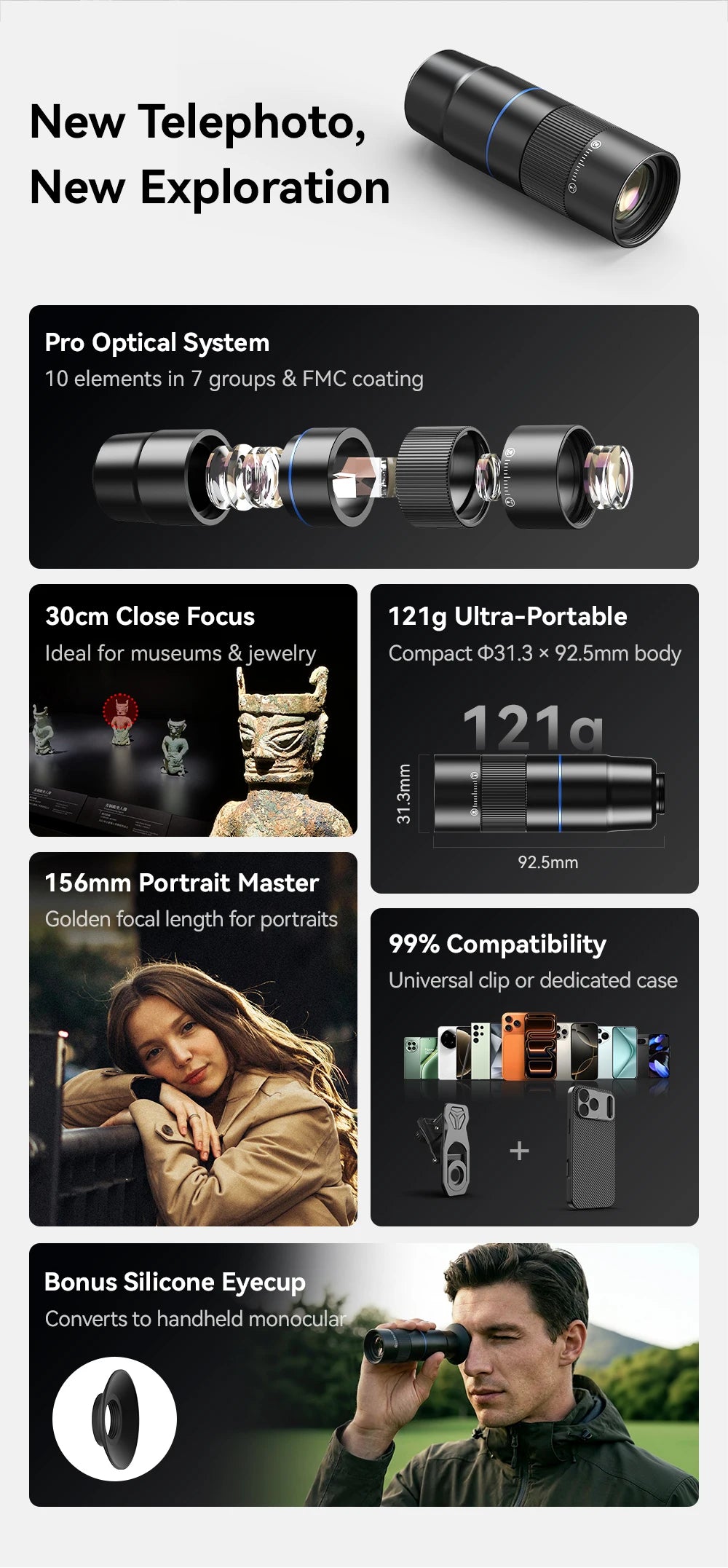 6X Mobile Phone Telephoto Zoom Lens