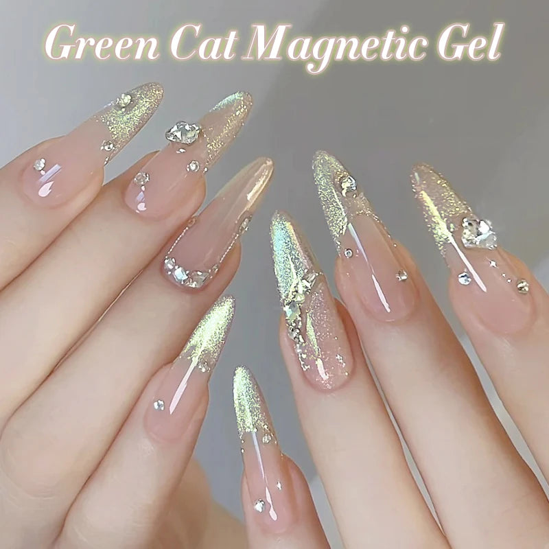 10ml Green Cat  Gel Ultra Shine Holographic Glitter Semi Permanent Soak Off UV LED Gel Varnish For Manicure