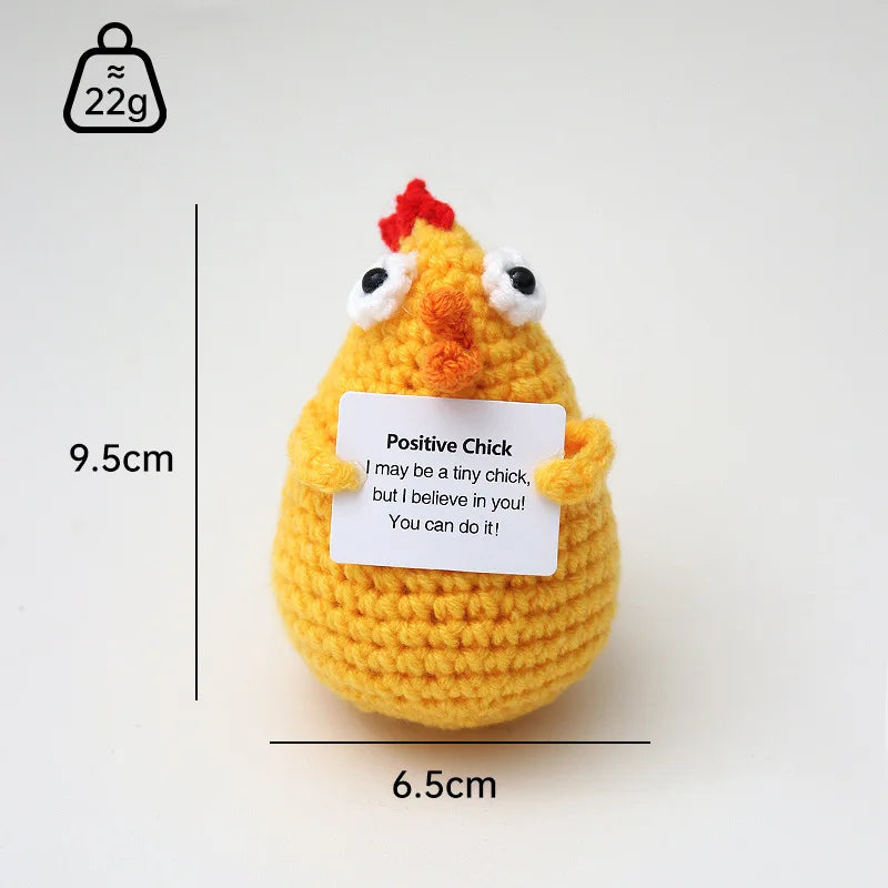 3 Pcs Positive Crochet Hedgehog Doll with Affirmation Card Home Room Decoration Funny Handmade Plush Doll Ornaments Christmas Gifts