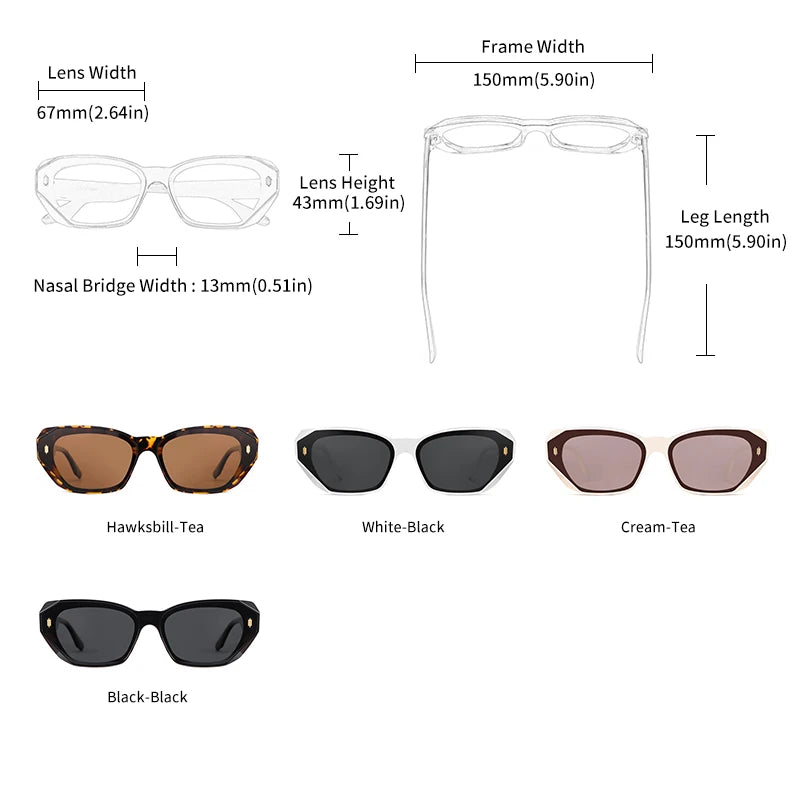 Cat Eye Acetate Polarized UV400 Fashion Sunglasses for Women Luxury Party Eyewear
