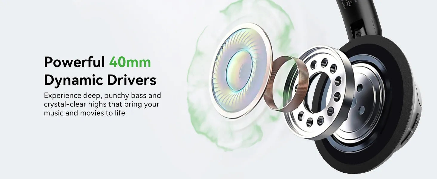 A1 Pro Bluetooth 6.0 Wireless ANC Headphones On Ear Hybrid Active Noise Canceling Headset With ENC Mic Low Latency Mode