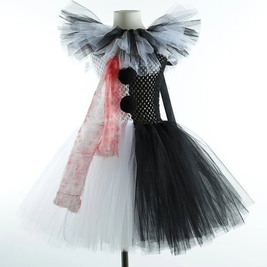 Killer Clown Costume for Girls Halloween Fancy Tutu Dress Blood Scary Art The Clown Terrifier Costume for Carnival Clothes