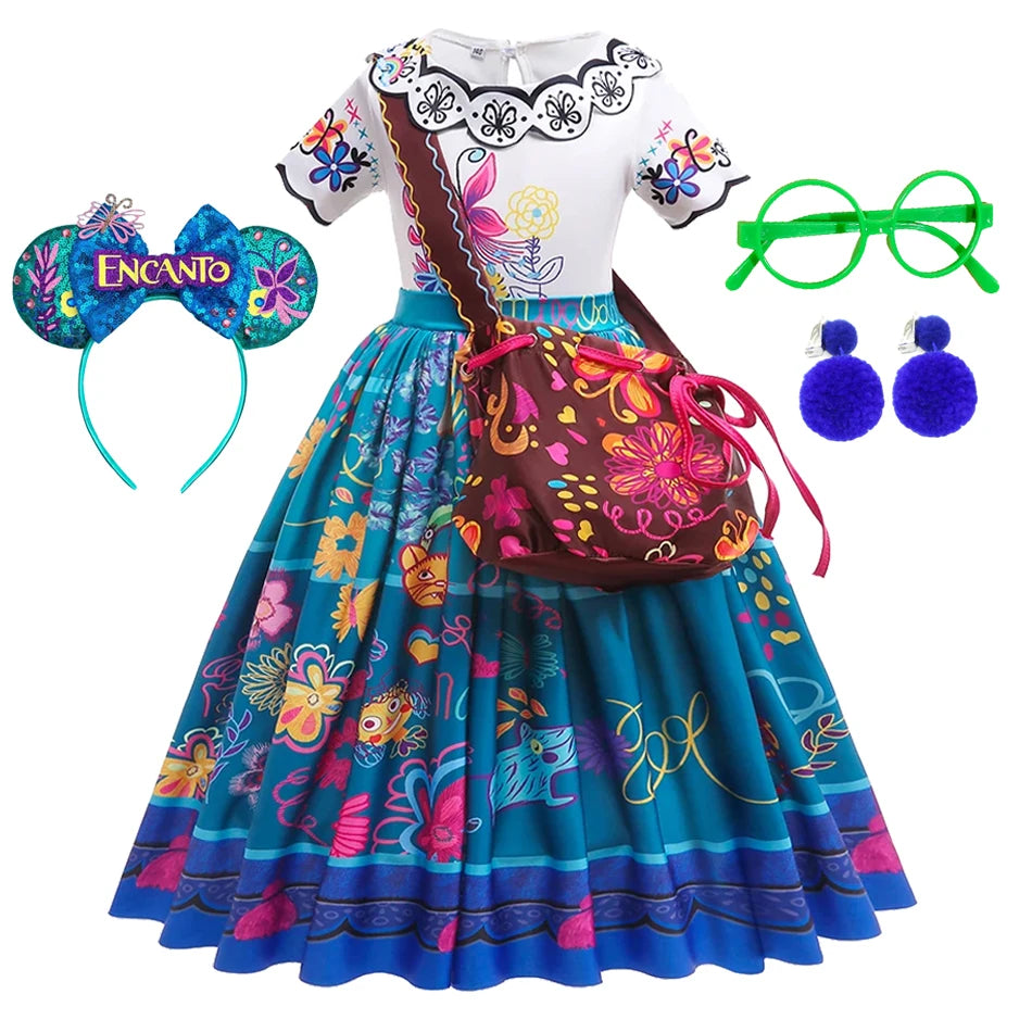 Girls Encanto Costume Mirabel Halloween Carnival Princess Mirabel Suit Party Cosplay Costume Kids Vestido 2-10 Years