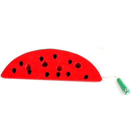 Montessori Wooden Toys for Baby 1 2 3 Years Early Learning Educational Toys Watermelon Cheese Threading Puzzle Games 0 12 Months