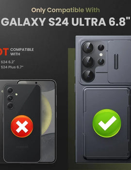 For Samsung Galaxy S24 Ultra Wallet Case With Card Holder Stand Sliding Camera Cover RFID Blocking Rugged Shockproof Protection