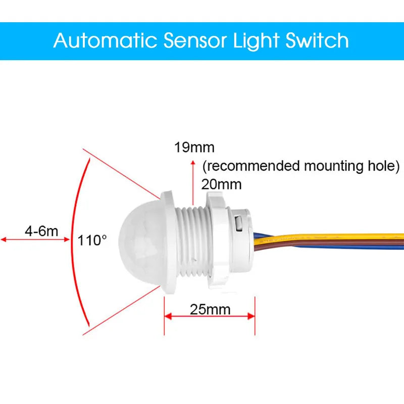 110/220V Mini LED Sensitive Night Light Home Indoor Outdoor Infrared Light Motion Sensor Detection Automatic Sensor Light Switch